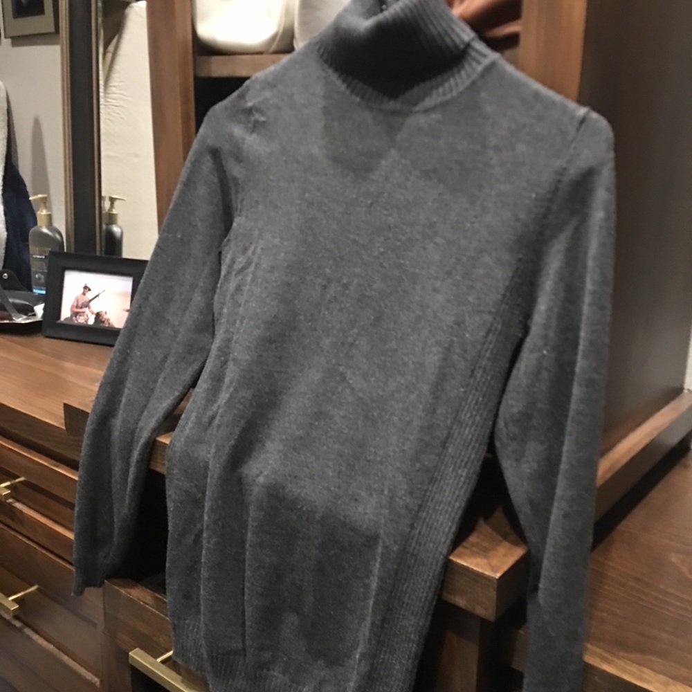 Gray turtleneck sweater